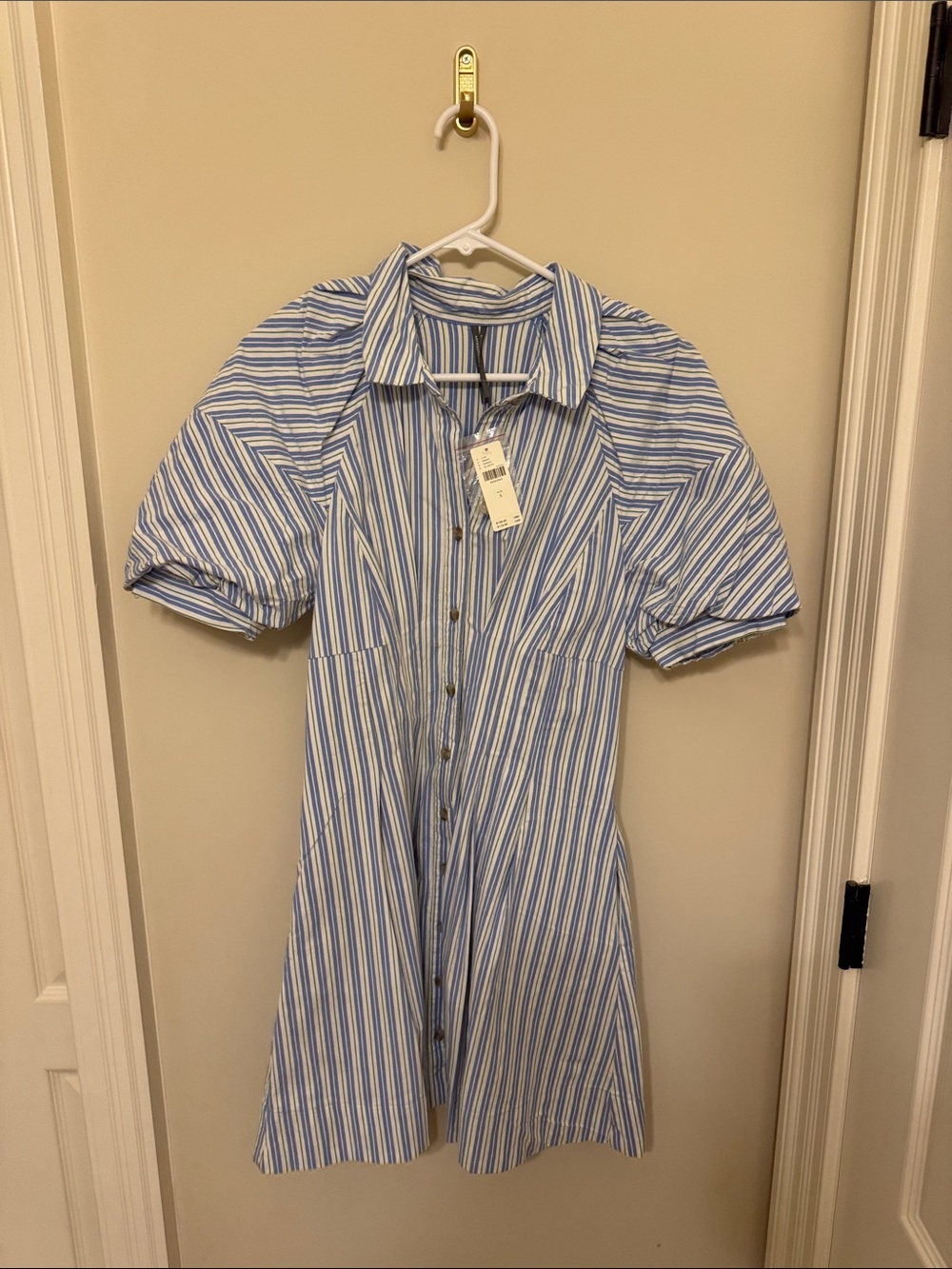 Anthropologie (NWT) Size Small Blue & White Striped Button-Front Dress